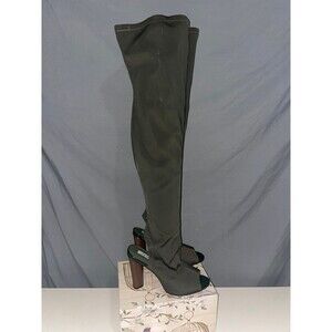 Cape Robbin GREEN 4.5"High Block Heel Open Toe thigh high Boots WOMEN Size 9